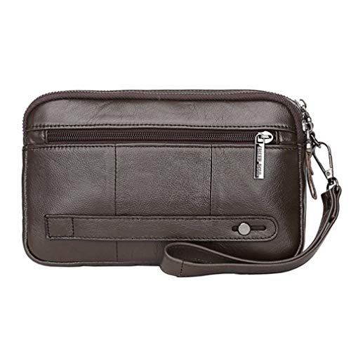 Leather Clutch Purse Wallet Men Wrist Bag - color: #00coffee