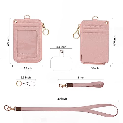 MONDO DESIGNS 2-in-1 ID Badge Holder with Lanyard - Multi-Use Lanyard Keychain Wallet for Women, Small Keychain Wristlet Wallet with Strap & Lanyards for ID Badges, Phone & Card Holder - Nude Pink - color: Nude Pink