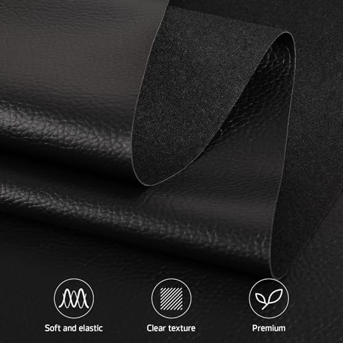 Marine Vinyl Upholstery Faux Leather Fabric, 2 Yards Black | Marine Grade Faux Leather Vinyl by the Yard, Waterproof, Soft & Durable, for Boat, Furniture Upholstery, DIY Sewing Crafts - color: Black, size: 2 Yards 55" x 72" (Pre-cut)
