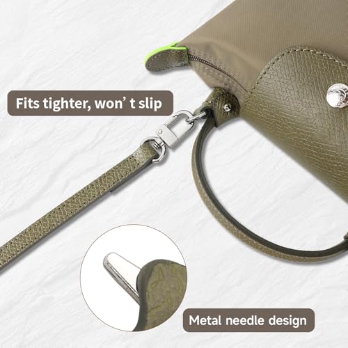 Purse Straps Replacement, Leather Handbag Crossbody Shoulder Strap Kit Adjustable for Mini Longcamp Tote Bag Women - color: Artichoke