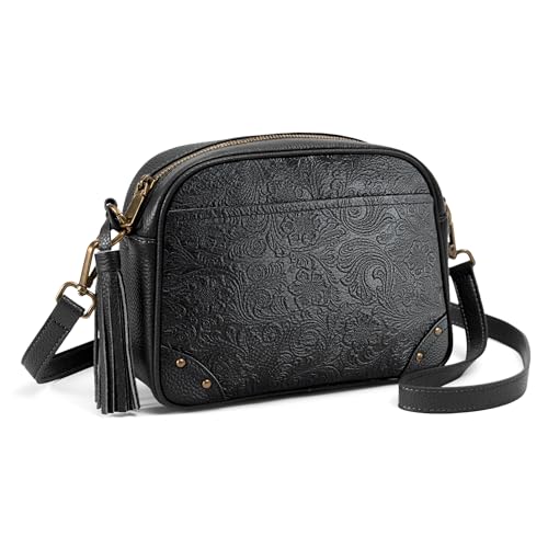 befen Anti-theft Crossbody Bag for Women Genuine Leather, Small Cross Body Shoulder Handbags with RFID Card Slots - color: Z#black