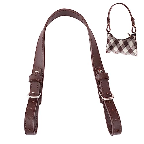WADORN Leather Purse Strap Replacement 17.9 Inch/45cm Handbag Handle | Genuine Leather Bag Handle with Platinum Buckle, Short Shoulder Strap for Satchel Tote DIY Handmade Bag Making, Dark Brown - color: Dark Brown