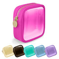 UIXIZQ Clear Mini Makeup Bag, Small Nylon&PVC Cosmetic Travel Bag TSA Approved Toiletry Bag with Zipper, Preppy Transparent Coin Purse for Women Men Girls(Mini-Hot Pink) - color: Bubblegum-Clear, size: Mini