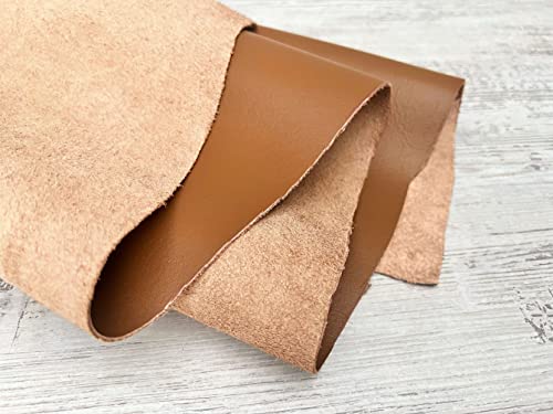 2 Pieces of Light Brown 14x20 Inch Genuine Leather Pieces Real Cowhide Full Grain Sheets for Crafting Leatherworking Leathercraft Repair Crafts Offcuts TPS13526 - color: 2 Pieces of 14x20 Inch (Light Brown)