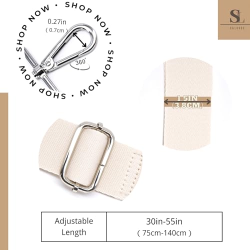 S&loyoe Thickened Solid Color Purse Straps Replacement Crossbody Bag Strap Adjustable Wide Guitar Straps for Handbags 1.5inch - color: Beige silver buckle
