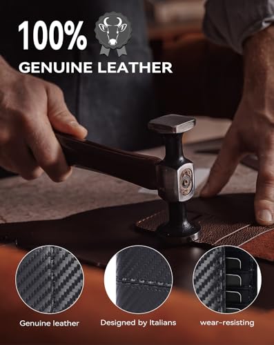 Swallowmall Wallet for Men RFID Blocking Genuine Leather Mens Wallets Bifold with 2 ID Window 13 Card Slots black stripe-417 - color: black stripe-417