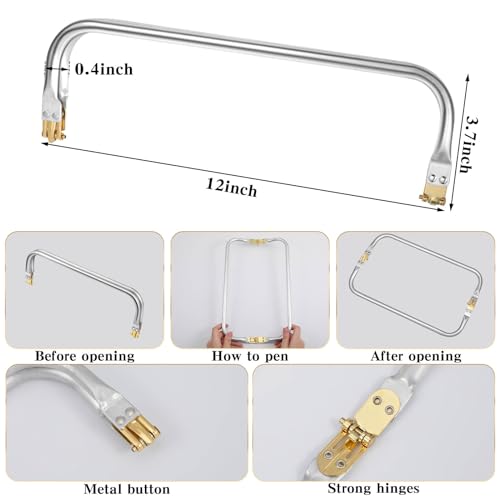 MorningRo 4 Pcs 12" Metal Purse Frame Rectangle Lock Frame Kiss Lock Clasp Purse Hardware Replacements for DIY Sewing Bag Clutch Crafts Making Supplies - size: 12 Inch
