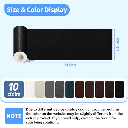 Kangshoon Self-Adhesive Leather Repair Patch, Vinyl Repair Kits for Couch | PU leather, Self-adhesive, quick repair, strong stick, large size, couch repair patch, furniture repair tape, cut to size - color: Black, size: 3.5X79 Inch