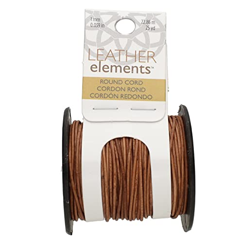 The Beadsmith Leather Cord – Dyed Antique Natural – 1mm Spool – 25 Yards/22.86 Meters – Indian Leather Thong Ideal for Braiding, Beading, Necklaces, Fine Lacing, Hair Accessories & DIY Jewelry Making - size: 1mm, style: Dyed Antique Natural – 25 Yards