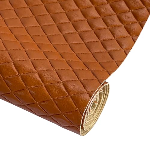 Diamond Quilted Pattern Artificial Faux Leather 11.8x53inch (30x135cm) Super Soft Craft Supplies Synthetic Leather DIY Hair Bows, Handbags and Craft Supplies (Dark Brown) - color: Dark Brown