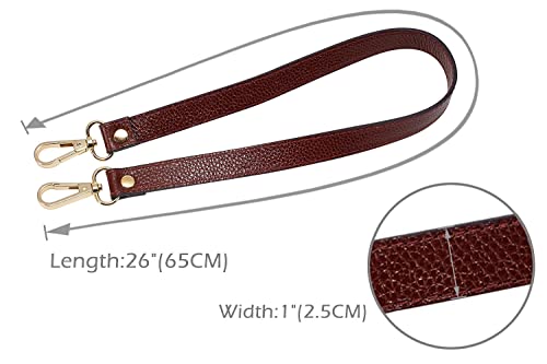 VanEnjoy Full Grain Leather Replacement Strap Cross Body Bag Purse, 0.98 inch Width Gold Hardware (Brownish Red, Length:24") - color: Brownish Red, size: 26 inches