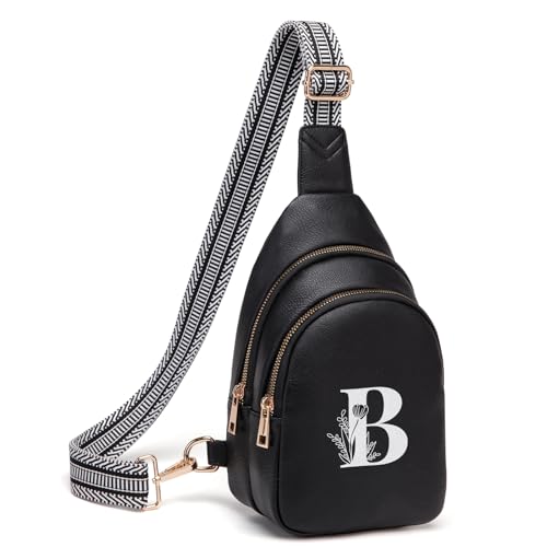 Viverte Crossbody Bags for Women Initial Sling Bag Cross Body Fanny Packs Personalized Gifts for Mom Women Wife - color: Black, style: B