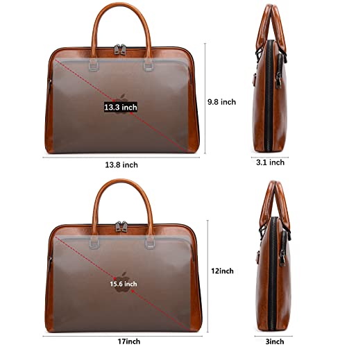 Blofinche Laptop Messenger shoulder bag: Genuine Leather work Briefcase 13.3 15.6 inch designer Satchel handbag - color: Brown, size: 15.6 inch
