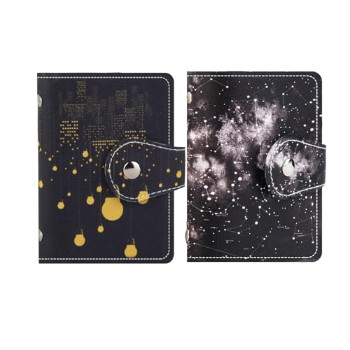 2 Pcs Credit Card Holder and business card holder，Sd Card Holder Each Has 26 Card Organizers, 2024 New Credit Card Holders book for Men and Women. - color: Night sky