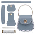 CALFOVERA Cowhide DIY Handbag Mini Coin Bag Sewing Set for Women Guneine Leather Purse Making Kit Handmade Small Purse Crochet Knitting Supplies for Birthday Bridal Wedding Gift(Blue) - color: blue