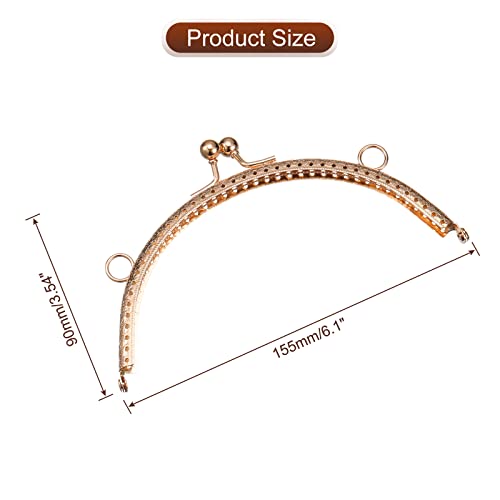uxcell 4pcs Metal Purse Frame, 6" Kiss Lock Clasp Frame Rectangle Embossed Clutch Frame Handles for Coin Purse Sewing Bag Making DIY Leather Craft, Gold - color: Gold, size: 6"