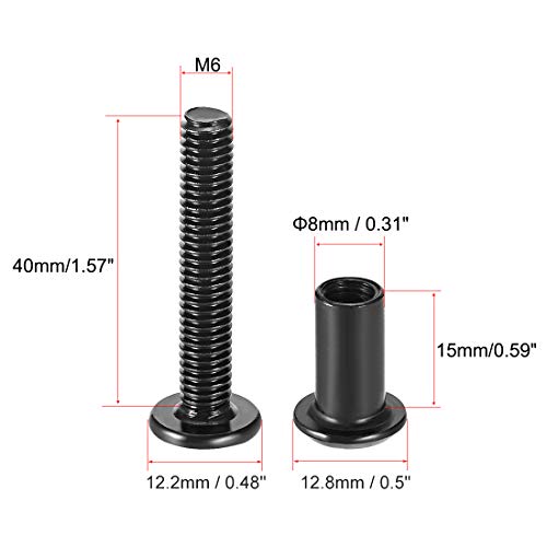 uxcell Screw Post Fit for 5/16" 8mm Hole Dia Male M6x40mm Black 10 Sets - size: 40mm