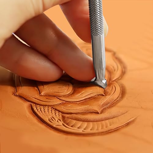 3-Piece Back Beveled Leather Stamps Set - 304 Steel CNC Carved Stamping Tools (5mm/3.5mm/2.5mm) for Realistic Floral, Animal, Portrait Edge Detailing for Leathercraft Beginners & Pros