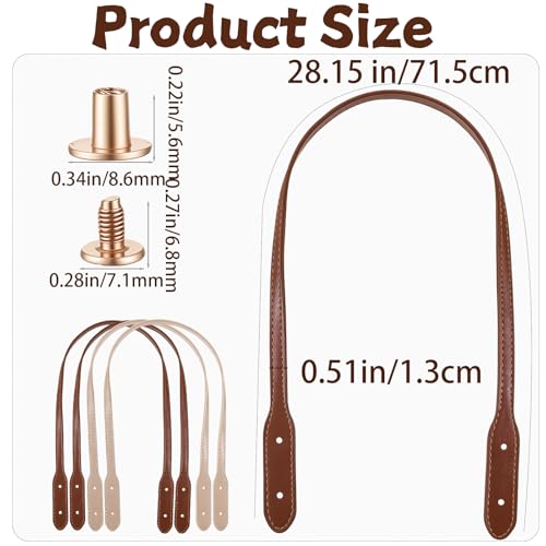 4Pcs Purse Bag Handle 28 Inch Leather Handle Wrap Mount Strap Bag Handle