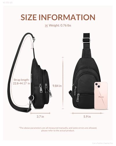 Sling Bag for Women, Crossbody Waist Pack Chest Purse Travel Black | Crossbody Purse with Dual Zipper Main Compartment,6 Pockets & 4 Card Slots, Reversible Design, Travel & Daily Use - color: Z-pure Black