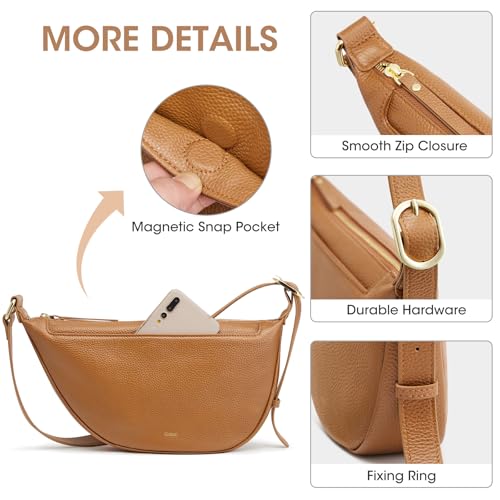Kattee Leather Crossbody Purses for Women, Small Sling Bag, Women's Shoulder Handbags with Adjustable Strap - color: Brown
