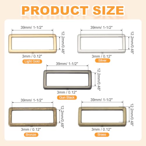 uxcell 8pcs Metal Flat Rectangle Ring, Rectangular Buckle Rings Square Strap Webbing Loop for Bag Belt Purse DIY - color: Bronze, size: 19mm(3/4 inches)