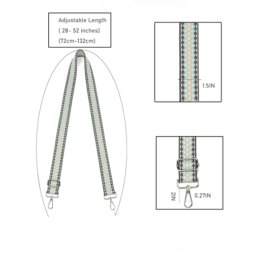 1.5" Wide Purse Strap Adjustable Replacement Gold Hardware Long Crossbody Bag Strap for Thick Shoulder Bags Canvas Handbags Straps - color: Gold Hardware-515