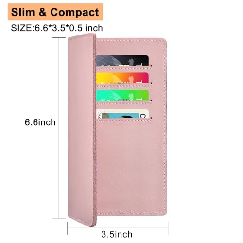 Checkbook Covers for Personal Duplicate Checks, Genuine Leather Checkbooks Register Cover Holder Wallets for Women & Men (Pink) - color: Pink