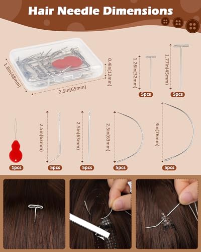 FIVEIZERO 900yd Black Sew in Hair Extension Thread and 30pcs T/C/J/I Needle | 1Roll Hair Thread;4-ply polyester weaving thread;Hair Weave Threads for Hair Extensions,Hand Sewing & Making Wigs DIY - color: 900yd-black