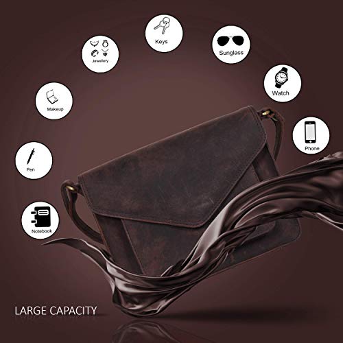 Ozora Genuine Leather Crossbody Purse for Women, Shoulder Bag - color: Brown Hunter