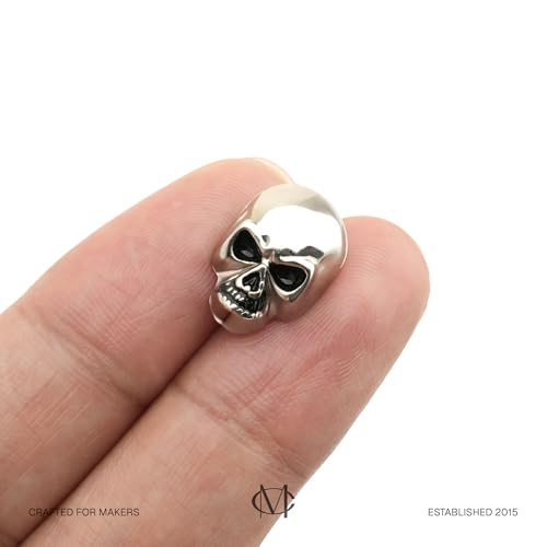 CRAFTMEMORE Skull Rivets Metal Ghost Skull Rapid Rivet Decorative Stud Punk Buttons for Bracelets Bags Belts Shoes Leathercraft Pack of 10 SK02 (Silver Black Eye) - color: Silver Black Eye