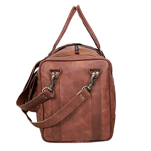Leather Duffle Bag for Men Luggage Handmade Travel Bag Carry On Luggage Weekender Bags Overnight Gym Sports Cabin Holdall Bag For Airplanes Men And Women (30 Inch Brown) - size: 30 inch