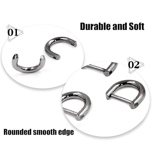 D-Rings with Closing Screw Shackle, U Shape Ring Key Holder, Horseshoe Shape Ring, Bag Hardware Accessories, DIY Leather Craft Purse Replacement (0.6 Inch/Gun Black), 6 PCS - color: Gun Black