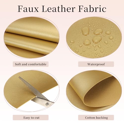 uxcell Marine Vinyl Fabric, 54 Inch 1 Yard Upholstery Faux Leather Soft Waterproof Sheets Fabric for Crafts DIY Sewings Sofa Wallets Handbag Car, Gold - color: Gold