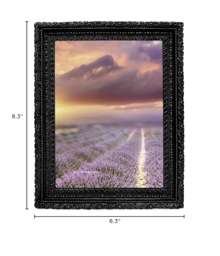 Isaac Jacobs 5x7 Black Vintage Inspired Antique Library Frame | Horizontal & Vertical for Tabletop and Wall Display, Home Decor, Decorative Art Design (5x7, Black) - color: Black, size: 5x7