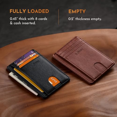 Buffway Slim Minimalist Front Pocket RFID Blocking Leather Wallets for Men and Women - Galactic Crack Black - color: Galactic Crack Black