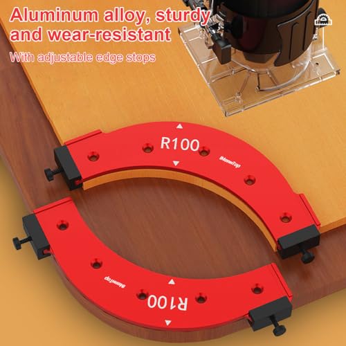 Router Corner Radius Template Router Radius Jig Router Corner Jig Aluminum Alloy Corner Routing Guide Set R100 R150 R200 R250 R300 Use with Router Table,Handheld Router - color: 5PCS
