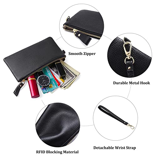 GOIACII Wallets for Women RFID Blocking Ultra Slim Real Leather Credit Card Holder Clutch - color: 1-2020-black