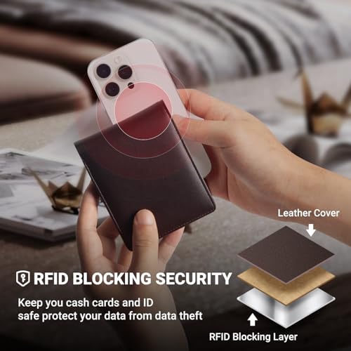 GNDR Wallet For Men RFID Blocking Coffee Wallets Bifold Faux Leather Card Holder Front Pocket Mens Accessories With Gift Box - color: Coffee-03