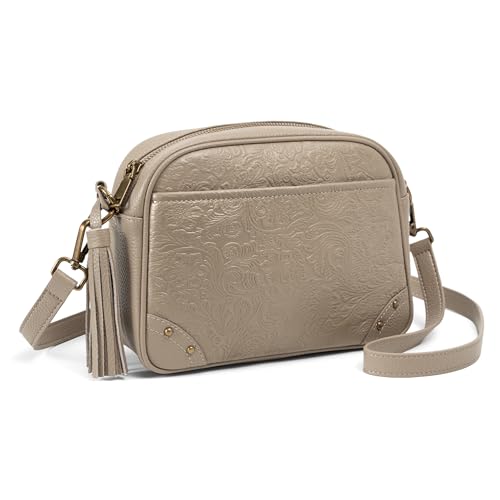 befen Anti-theft Crossbody Bag for Women Genuine Leather, Small Cross Body Shoulder Handbags with RFID Card Slots - color: Z#taupe