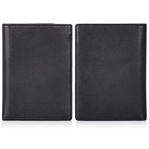 Polare Leather Passport Holder RFID Blocking Travel Bifold Wallet - color: Black