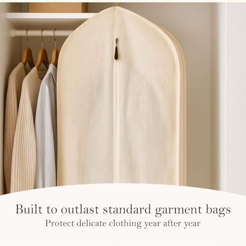 100% Cotton Garment Bag | Long | Breathable Garment Bags for Hanging Clothes | Garment Storage Bag for Long Dresses & Coats Storage | Pack of 2 (62 Inch) - size: 62 Inch (Pack of 2)