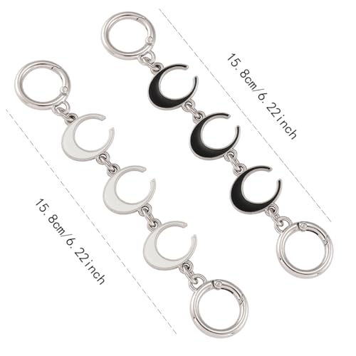 Anbys Silver Purse Extender Chain Bag Extender Chain Purse Strap Extender Bag Chain Charms(Moon White/Black) - color: Silver Moon(Black/White)