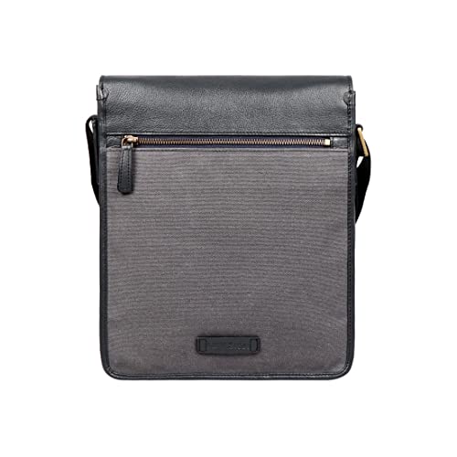 Hidesign Aiden Genuine Leather Medium Crossbody Men/Women Shoulder Messenger Bag/Travel Bag / 10.5" iPad Bag, Gray - color: Gray