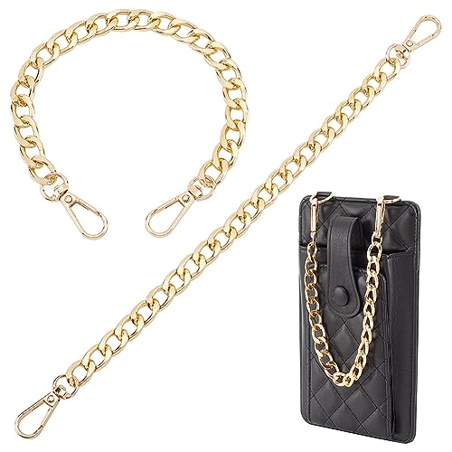PH PandaHall 2pcs 12 Inch Golden Purse Chain, Purse Strap Flat 0.5 inch Wide Wallet Chain Handbag Replacement Strap with Buckles Gold Chain for Purse Handbags Clutches Crossbody Bags Pants - color: Golden, size: 12 Inch