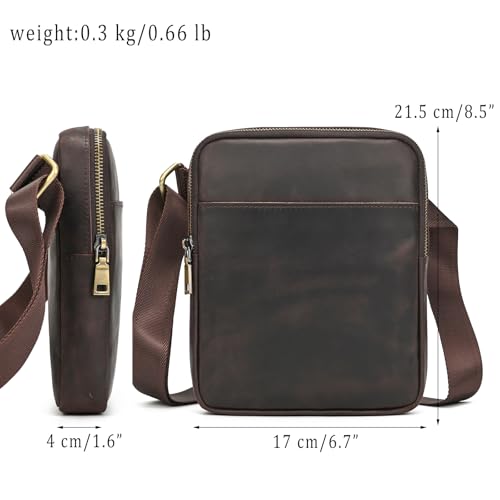 Leather Small Messenger Shoulder Bag for Men - color: 315 Dark Brown