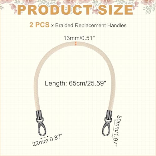 MECCANIXITY Braided Purse Strap, PU Leather Purse Strap Handle Replacement for Handbag Tote Underarm Bag Making - color: Light Yellow