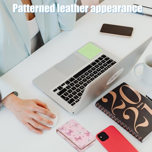 Business Card Holder, PU Leather Printing Business Card Case Pocket with Magnetic Shut, Portable Business Card Carrier Holder for Women or Men (Bow) - color: Bow
