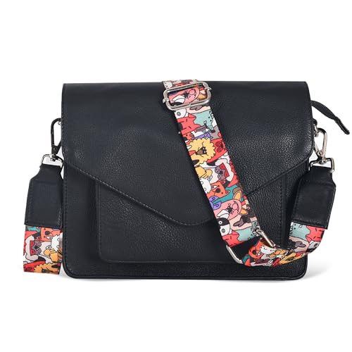 Ozora Genuine Leather Crossbody Purse for Women, Shoulder Bag - color: Black Ndm W3