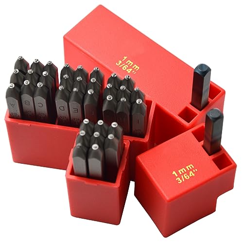 36pcs Heavy Duty Steel Stamp Uppercase Letter and Number 3/64 1mm Hand Stamping Character Mark Code Alphabet Punch Kit for Metal Jewelry Crypto Plate Leather - size: 1mm Number&Letter